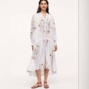 H&M Floral Print Long Sleeve Shirt Dress